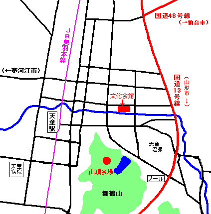 「人間将棋」会場周辺の地図(1)