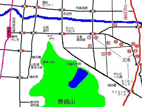 天童温泉の地図