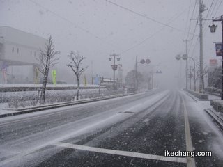 写真：吹雪の天童市役所前（2009年3月11日）